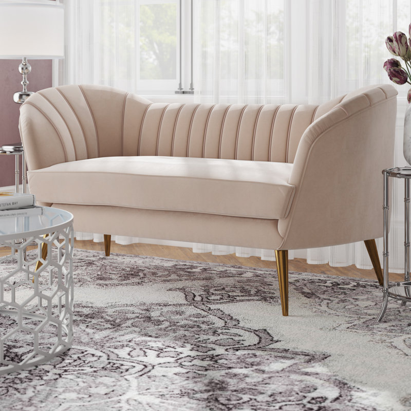 Everly Quinn Koger Velvet Chesterfield 65" Round Arm Loveseat & Reviews